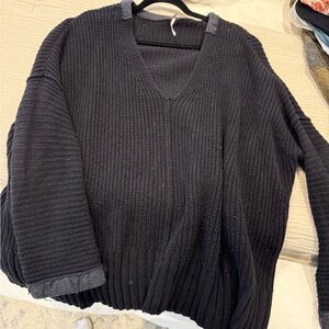 Free People Black V-Neck Sweater
